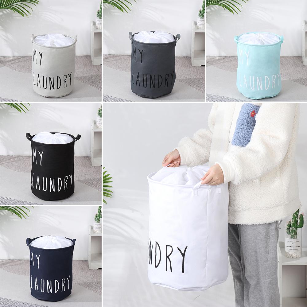 Giỏ Đựng Quần Áo Bẩn Bằng Vải Lanh Cotton Khóa Cài Tròn Tiện Dụng