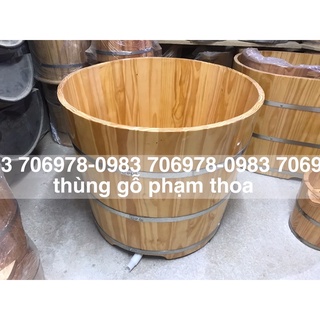 Bồn tắm tròn gỗ thông nhập khẩu kết hợp 2in1