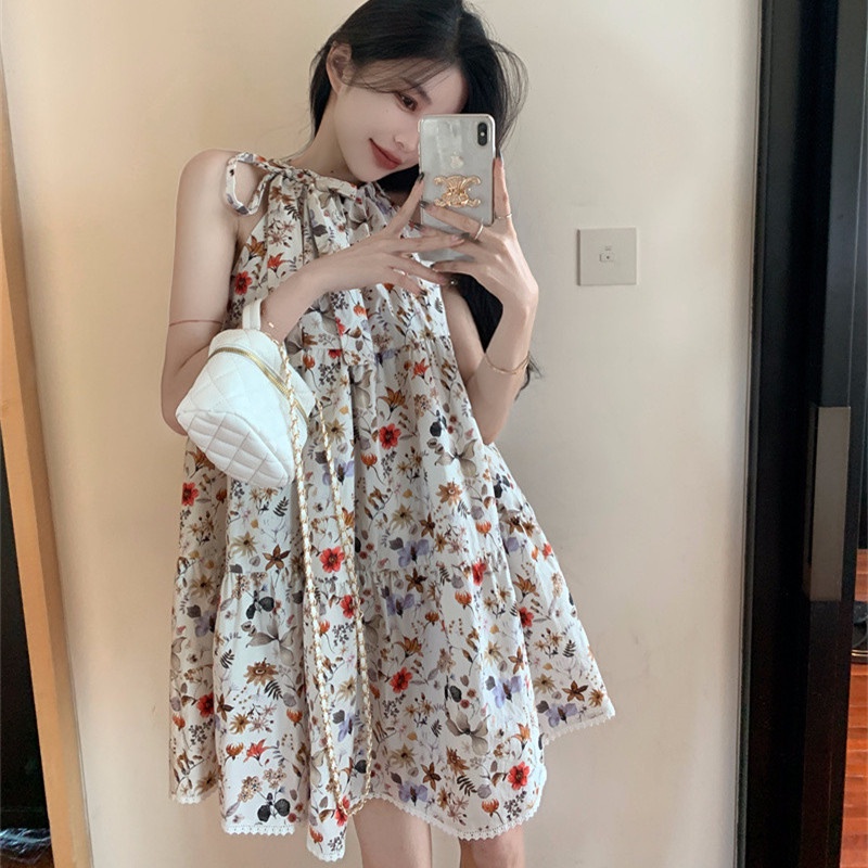 Đầm Chữ A Hai Dây Dáng Rộng Họa Tiết Hoa Thời Trang Mùa Hè Cho Nữ