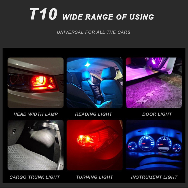 Bộ 10 đèn led xe hơi SEAMETAL T10 W5W 3020 COB chiếu sáng biển số xe/đọc/cửa bên/đậu xe/bảng điều khiển mái vòm