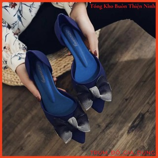 GIÀY NHỰA CAO GÓT ĐÍNH NƠ