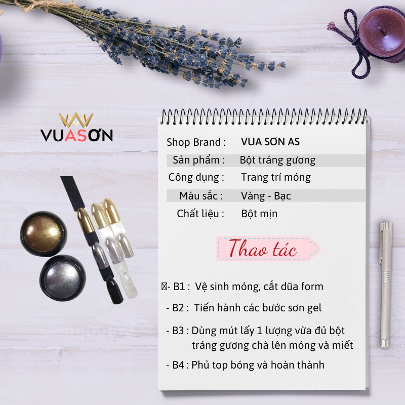 Phụ kiện nail giá rẻ giá tốt uy tín bột tráng gương vàng và bạc VUA SƠN AS