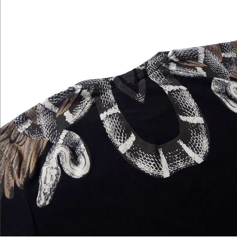 Áo thun tay ngắn in hình đôi cánh màu trắng đen thời trang dành cho cặp đôi