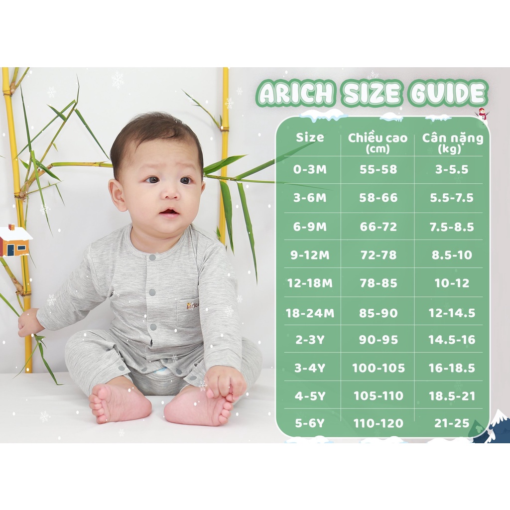 Bộ áo cộc quần dài ca rô mẫu mới nhất Arich từ vải sợi tre cao cấp - Size 9M-6Y