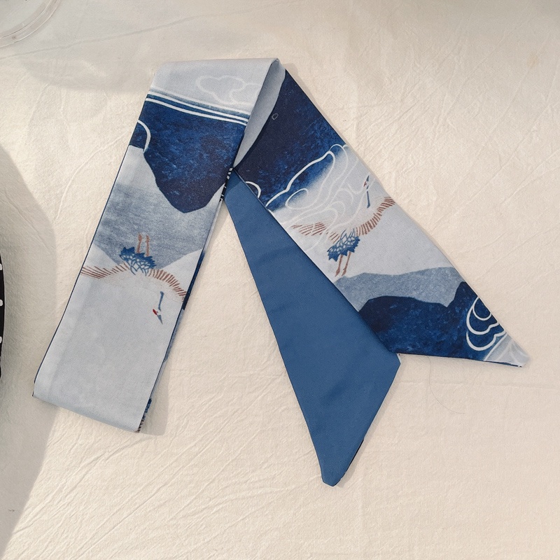 Dây cột tóc vải lụa thắt nơ in họa tiết thời trang cho nữ