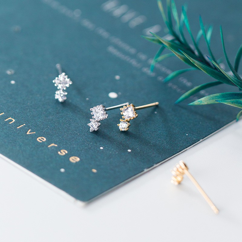 Khuyên Tai Bạc Nữ Đính Đá Bằng Bạc Thật ITALY S925 cao cấp B2496 Bảo Ngọc Jewelry