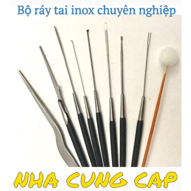 (GIÁ HỦY DIỆT) BỘ RÁY TAI INOX 9 CÂY CAO CẤP