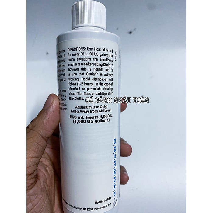 SEACHEM CLARITY KHỬ ĐỤC LÀM TRONG NƯỚC BỂ CÁ