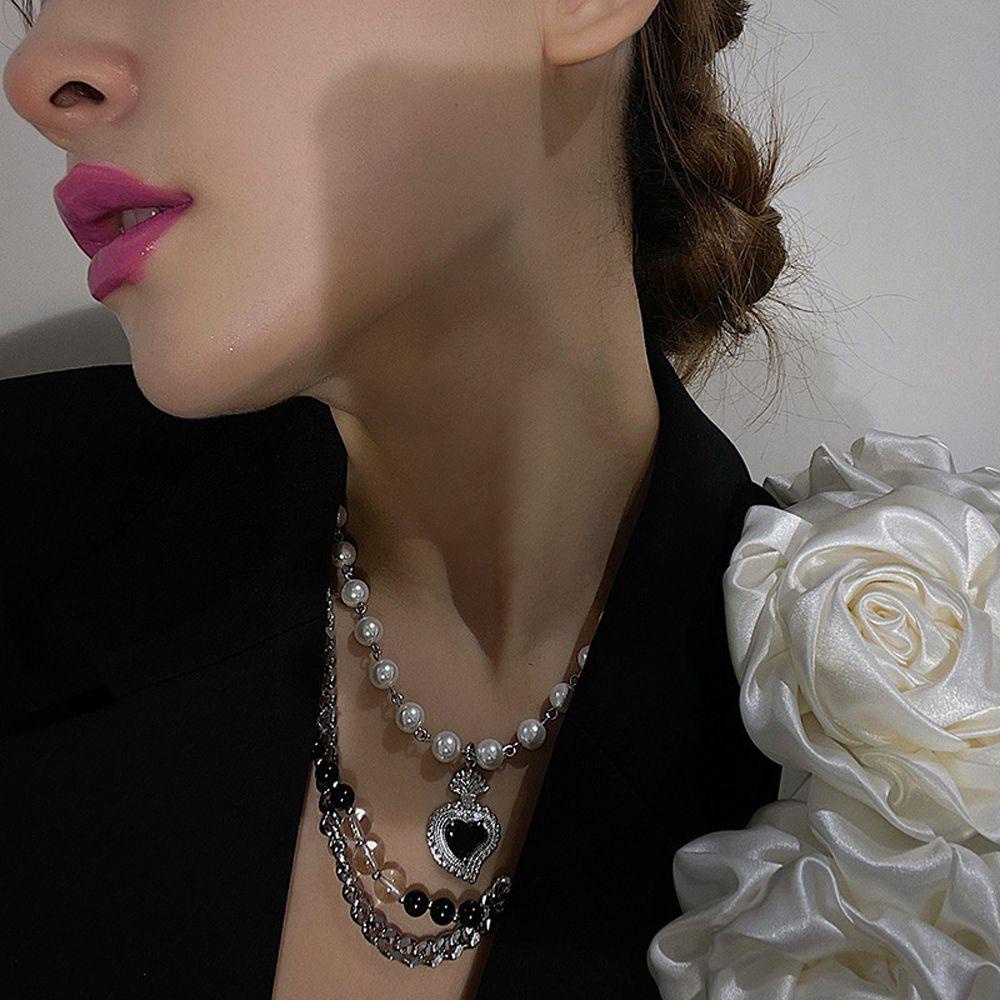 1 Vòng cổ Hai Lớp Mặt Trái Tim Thời Trang Dành Cho Nữ