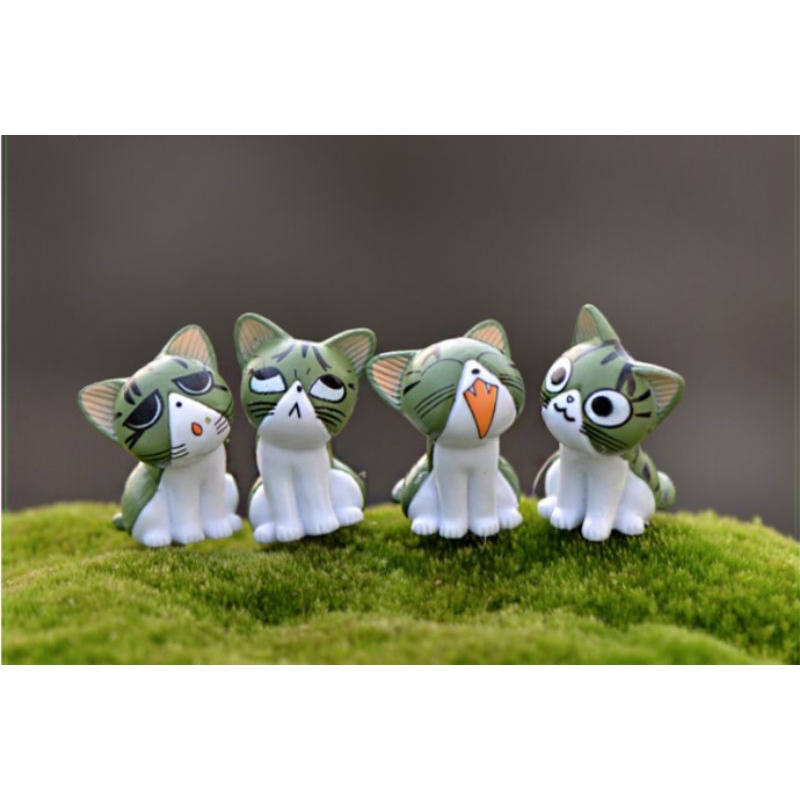 Tiểu cảnh trang trí terrarium mô hình mèo mini 8 sắc thái