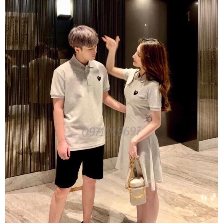¤Đồ đôi nam nữ váy thun kết hợp cùng áo thêu hình trái tim