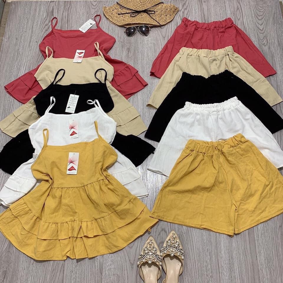 Bộ Đồ Ngủ 2 Dây Đũi Nữ- San San Shop - Đầy Đủ Màu Đen, Đỏ, Be - Không Nhăn Nhàu, Không Xổ Lông, Thấm Hút Mồ Hôi | BigBuy360 - bigbuy360.vn