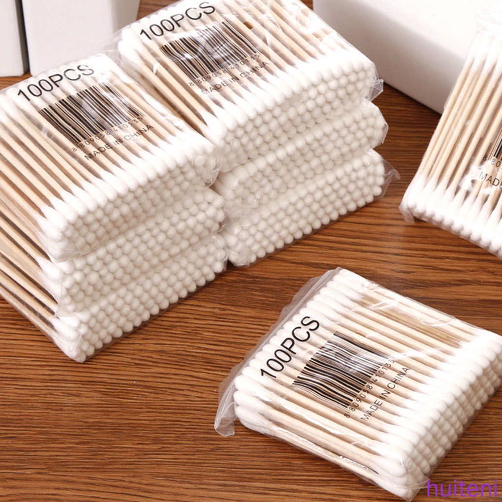 [Hàng mới về] Bộ 2 túi tăm bông cotton hai đầu dùng trang điểm cho bé