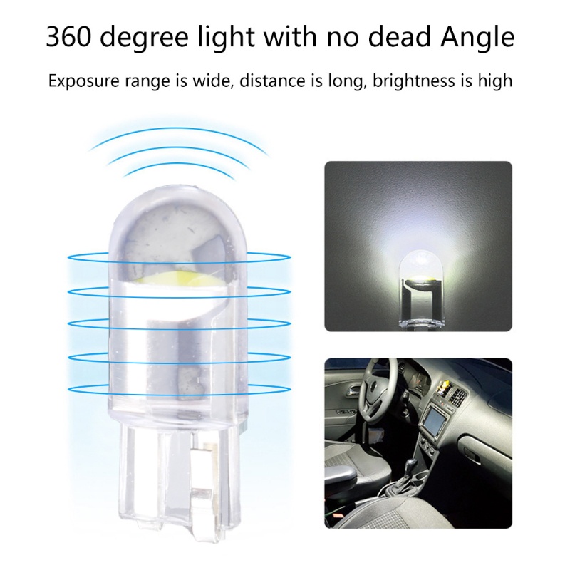 Bộ 10 Đèn LED T10 W5W COB Chất Lượng Cao Cho Xe Hơi