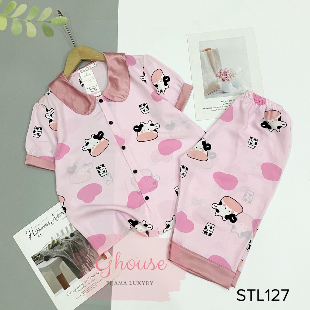 Đồ Ngủ Pijama Lụa Mango Tay Phồng  Siêu Xinh,Lửng Mềm Mịn, Độc Lạ Khó Tìm, Sanh Chảnh Hàn Quốc