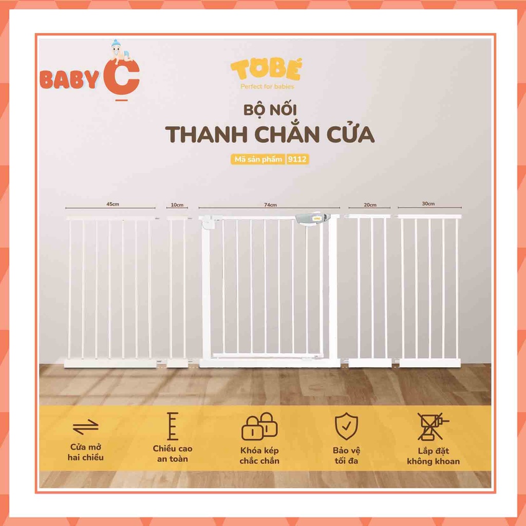 Thanh chắn cửa/ cầu thang ToBé kích thước 77x74cm không cần khoan đục an toàn và chắc chắn-BaByC