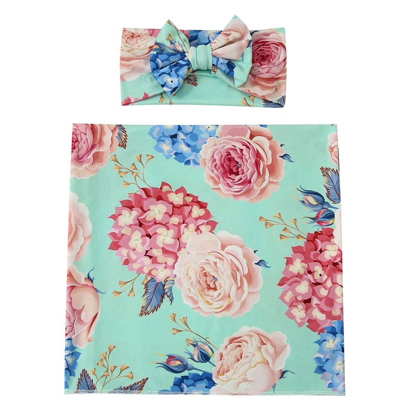 Bộ 2 Món Gồm Chăn + Băng Cài Đầu Mềm Mại Quấn Bé Sơ Sinh Chụp Ảnh