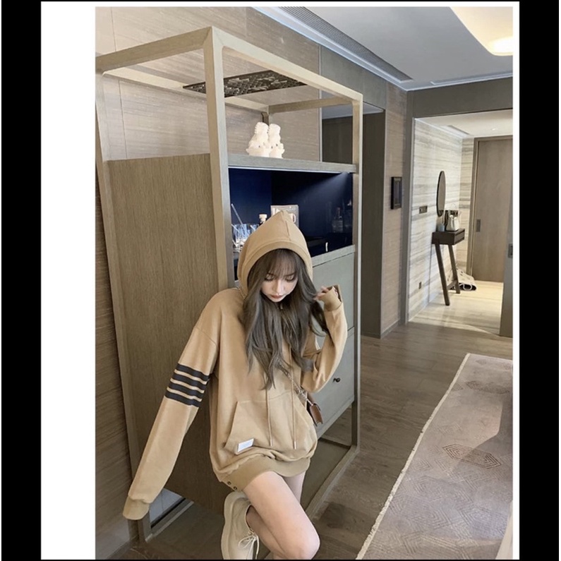 áo khoác hoodie nữ viền 4 sọc tay chỉ 89k
