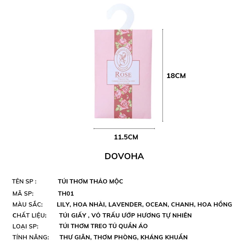 Túi thơm thảo mộc để tủ quần áo treo phòng ngủ xe ô tô DOVOHA TT01