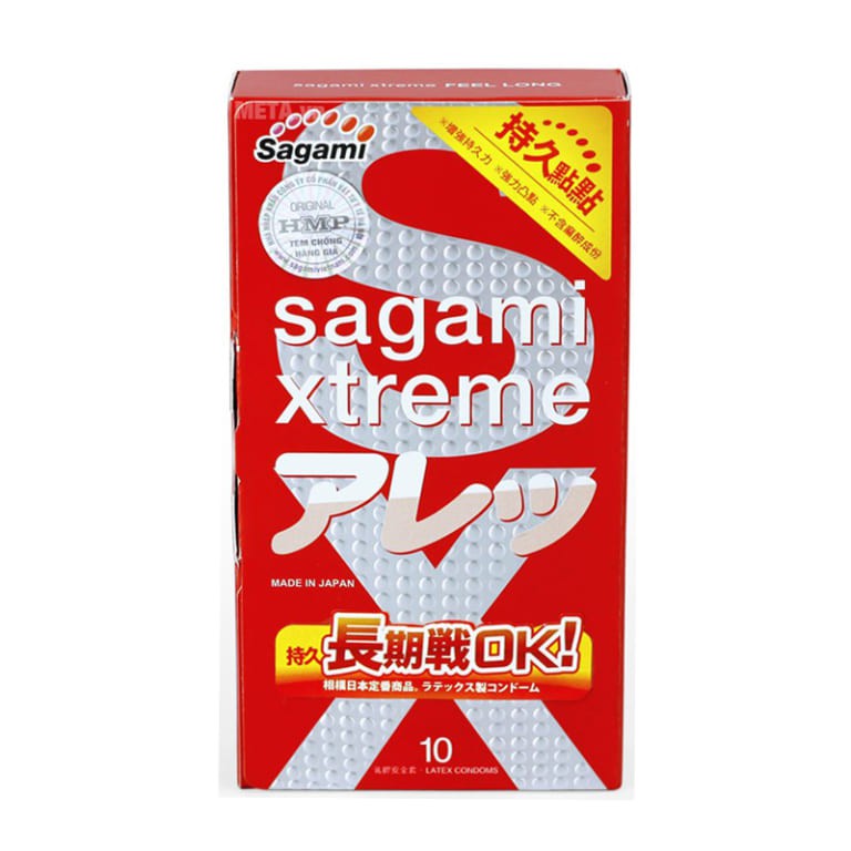 Bao cao su Sagami Feel Long kéo dài thời gian gân gai Nhật bản - Hộp 10 cái - NinaGen - Cam kết che tên, kín đáo