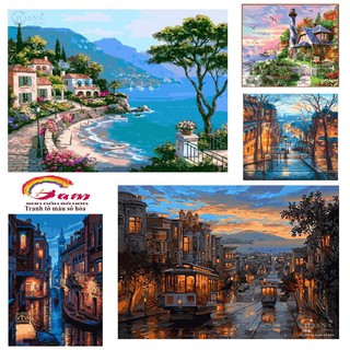 TRANH TÔ MÀU THEO SỐ - TỔNG HỢP TRANH PHONG CẢNH - KT 40*50cm