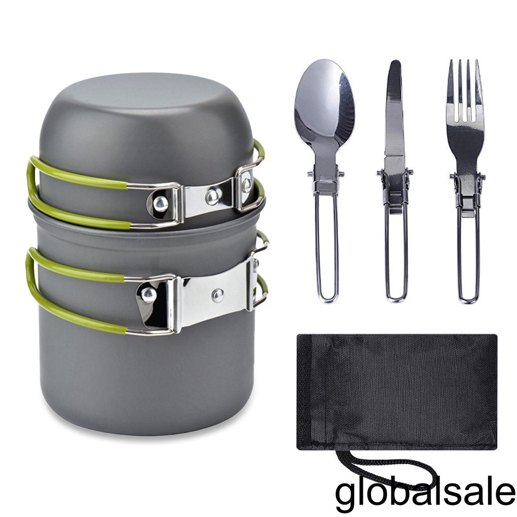 Bộ 6 dụng cụ nấu ăn cắm trại ngoài trời bằng nhôm thép không gỉ chống dính có thể rửa sạch