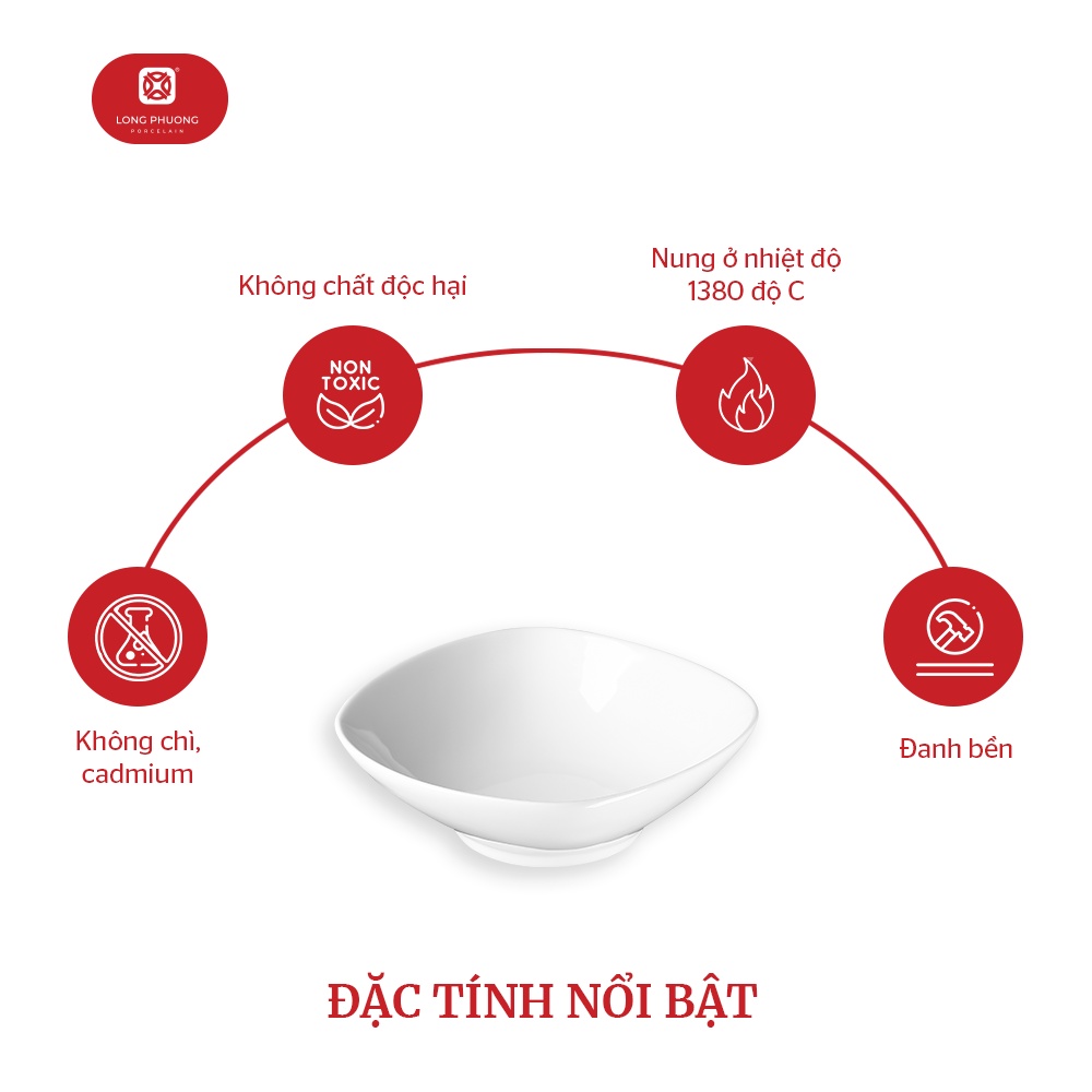 Tô sứ choãng ảo dáng vuông Long Phương - Rộng 16cm và 20.3cm