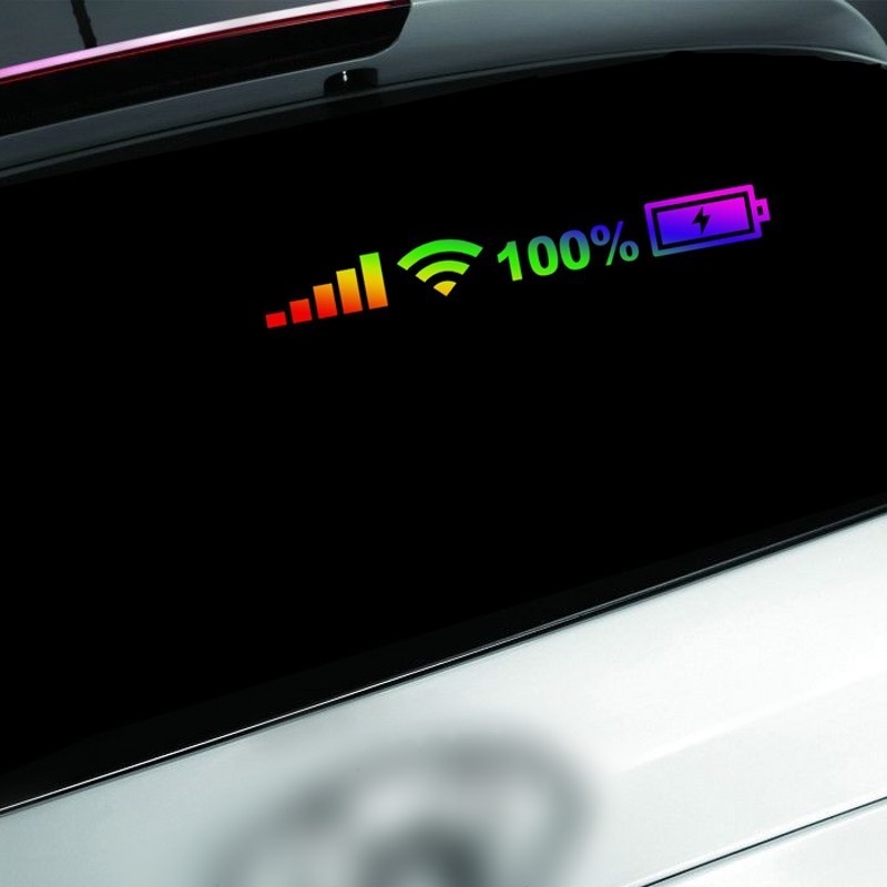 Miếng Dán Trang Trí Kính Chắn Gió Xe Hơi Lazer WiFi Hình Logo Điện Thoại Nhiều Màu