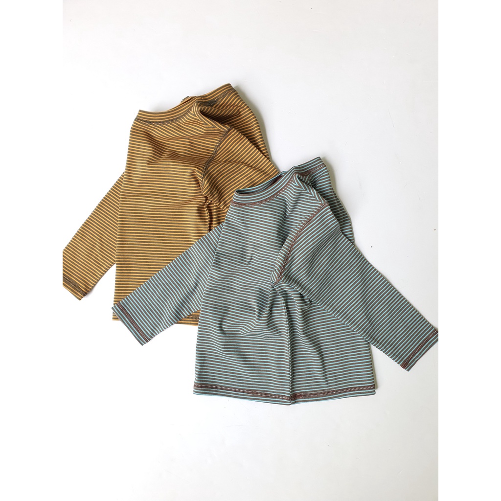 MOA2350 Áo thun dài tay kẻ 2 màu