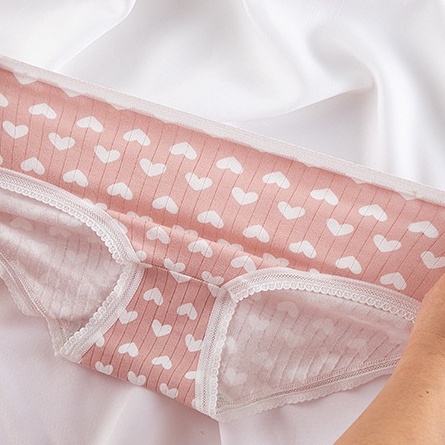Quần lót nữ cotton cute dễ thương KIMCHIBIKINI đồ chip viền ren  mềm mại thoáng mát hàng quảng châu QL004