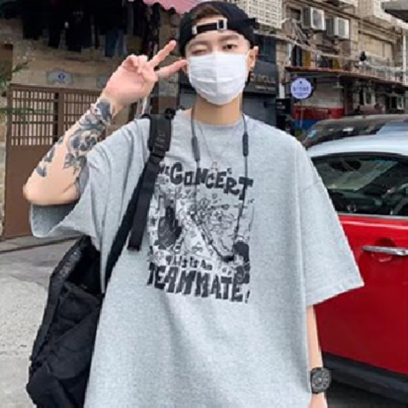 Áo Thun Dáng Rộng In Chữ Phong Cách Hàn Quốc Thời Trang Mùa Hè Cho Nam [M-8XL]