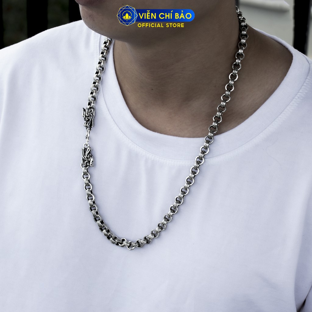 Dây chuyền bạc nam VIỄN CHÍ BẢO họa tiết cá tính 8mm chất liệu bạc thái D100021