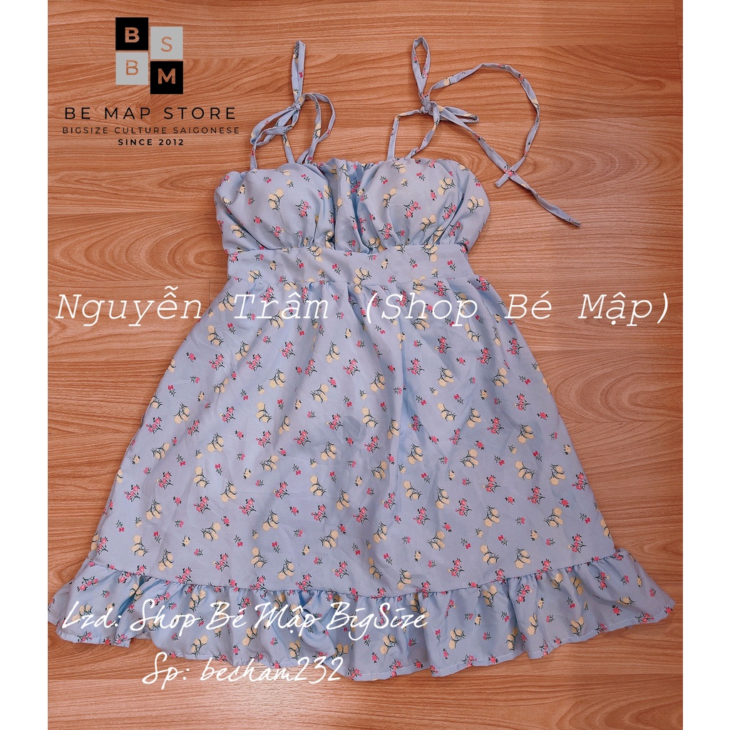 Đầm Xòe 2 Dây Hoa Nhí Cột Nơ Vai BigSize 50-77Kg