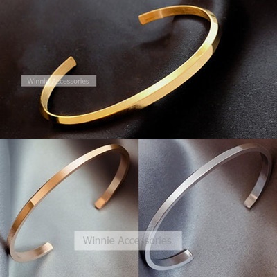 Vòng tay nữ titan Cuff trơn cổ điển | 3 màu | Size S/M