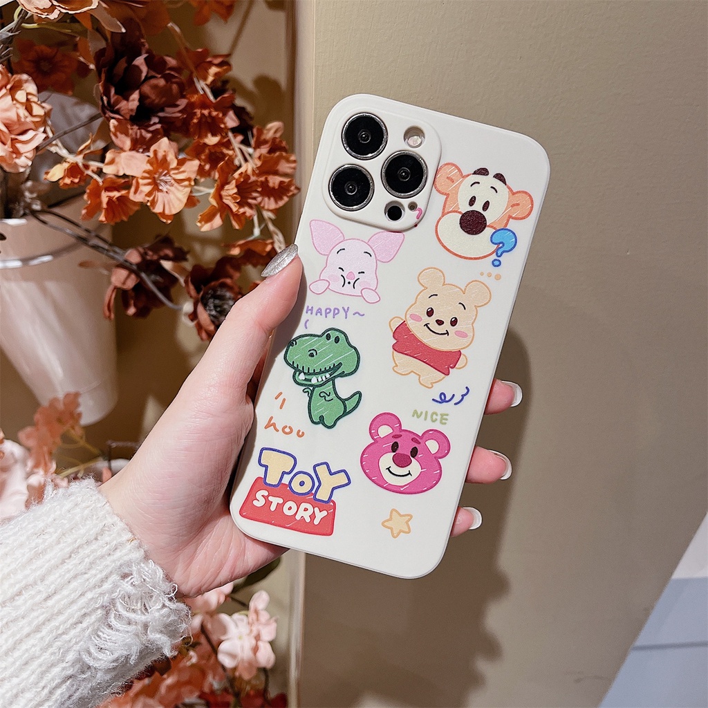 Ốp điện thoại viền silicon mềm in hình gấu Pooh thích hợp cho iPhone 13 / 12 Pro Max IP11 Xr 6 7 8 Plus