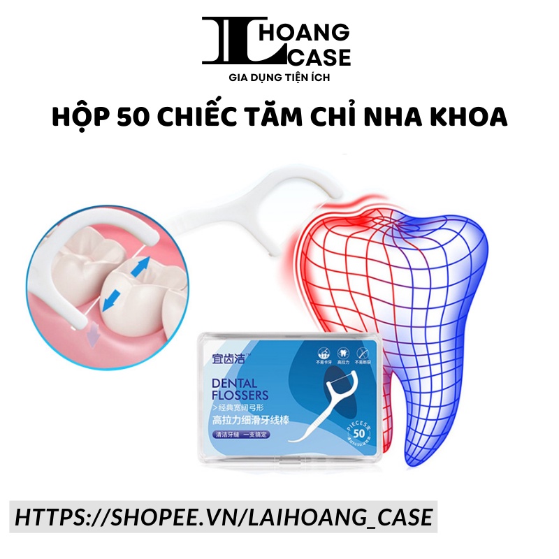 Hộp 50 Chiếc tăm Chỉ Nha Khoa sợi mảnh Dental Flossers vệ sinh răng hàng nội địa trung