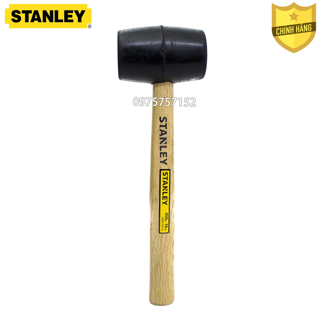 Búa cao su tinh luyên đặc nguyên khối Stanley 16oz/ 450g, độ đàn hồi cao, cán gỗ cứng tự nhiên