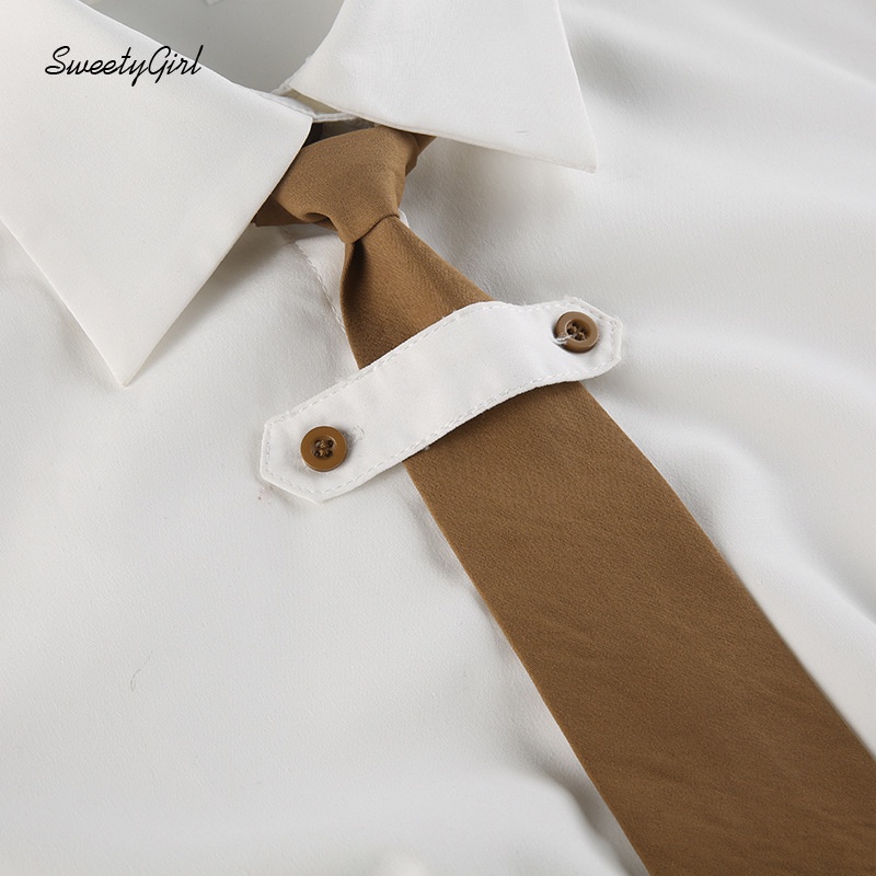 Áo Sơ Mi Cổ Bẻ Tay Ngắn Dáng Ôm Màu Trơn Phong Cách Preppy 2022 Thời Trang Cho Nữ