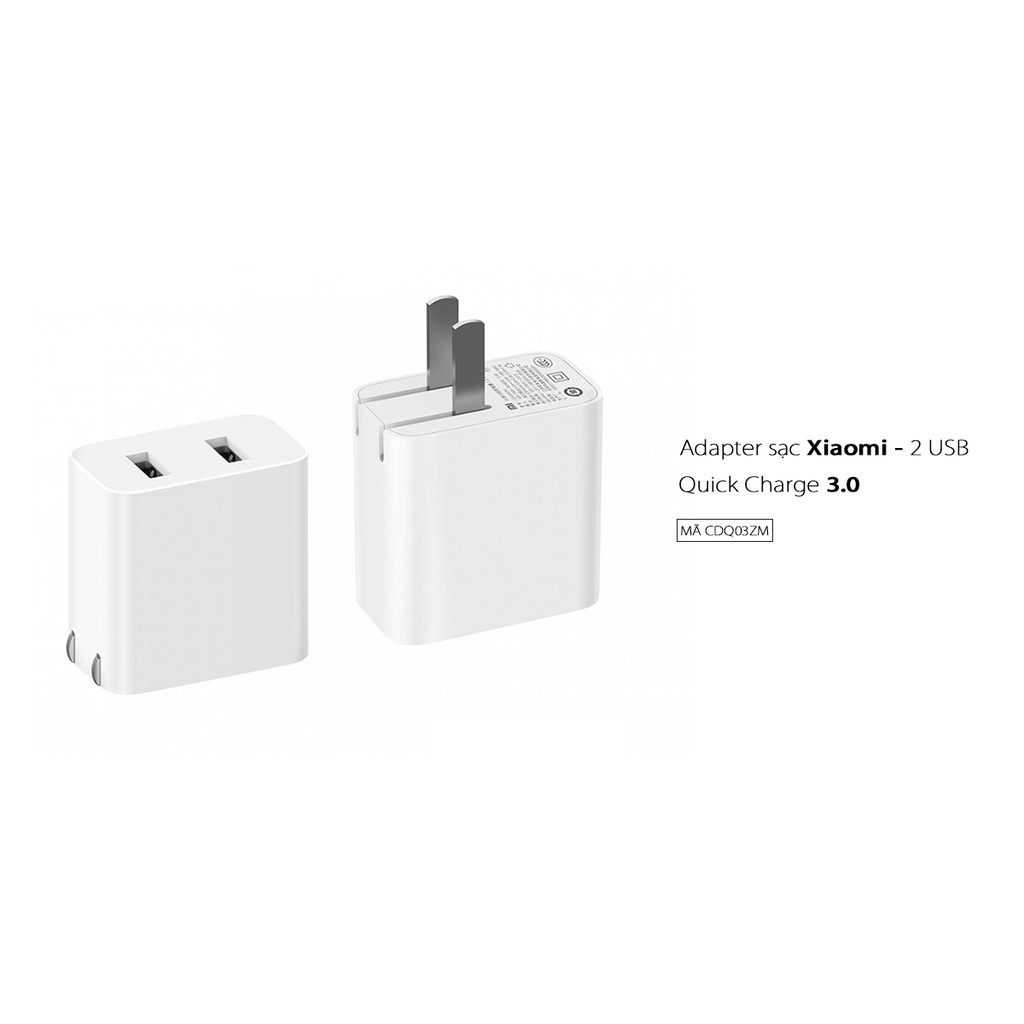 Cốc sạc nhanh 2 USB Xiaomi AD07ZM 36W cho IPhone ipad xiaomi samsung huawei HTC : Chính Hãng