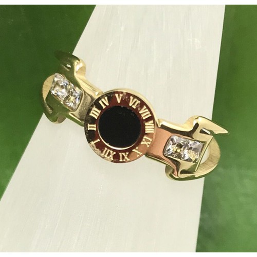 Nhẫn Nữ Mặt Tròn Khắc Số La Mã Titan Ko Đen TT 2861