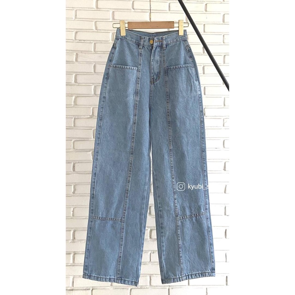 Quần jean ống đứng suông KYUBI form rộng phong cách ulzzang Hàn quốc (Có bigsize) - Baggy Jeans Cạp Lưng Cao ZEN92 | BigBuy360 - bigbuy360.vn