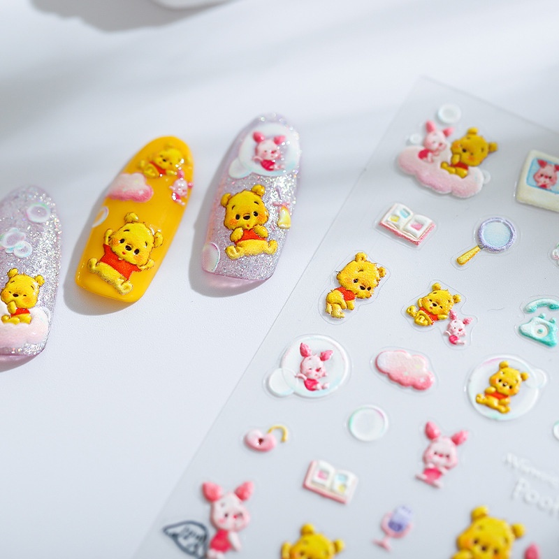 Miếng Dán Trang Trí Móng Tay In Nổi Hình Winnie the Pooh Hổ Độc Đáo