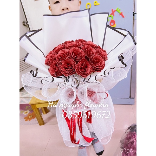 [Quà Valentine,SINH NHẬT]_ Bó hoa sáp nhũ 20b tặng kèm thiệp