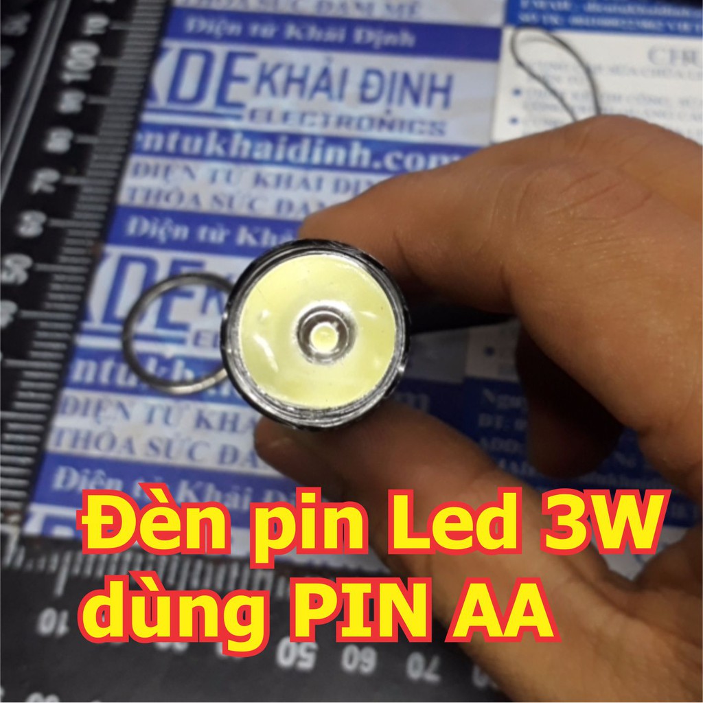 Đèn Pin LED 3W, led siêu sáng, vỏ nhôm, sơn đen, dùng PIN AA (LR6) kde5008