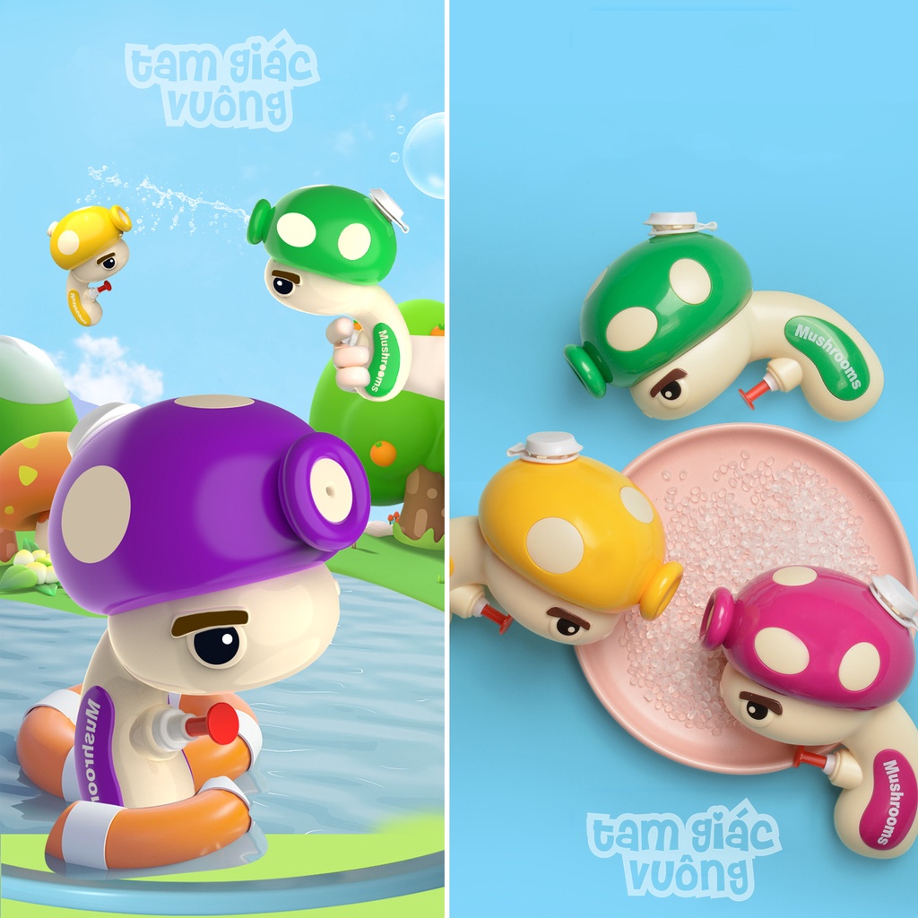 Súng Bắn Nước Hình Nấm Dễ Thương Bằng Nhựa ABS Súng Phun Nước Đồ Chơi Cho Bé