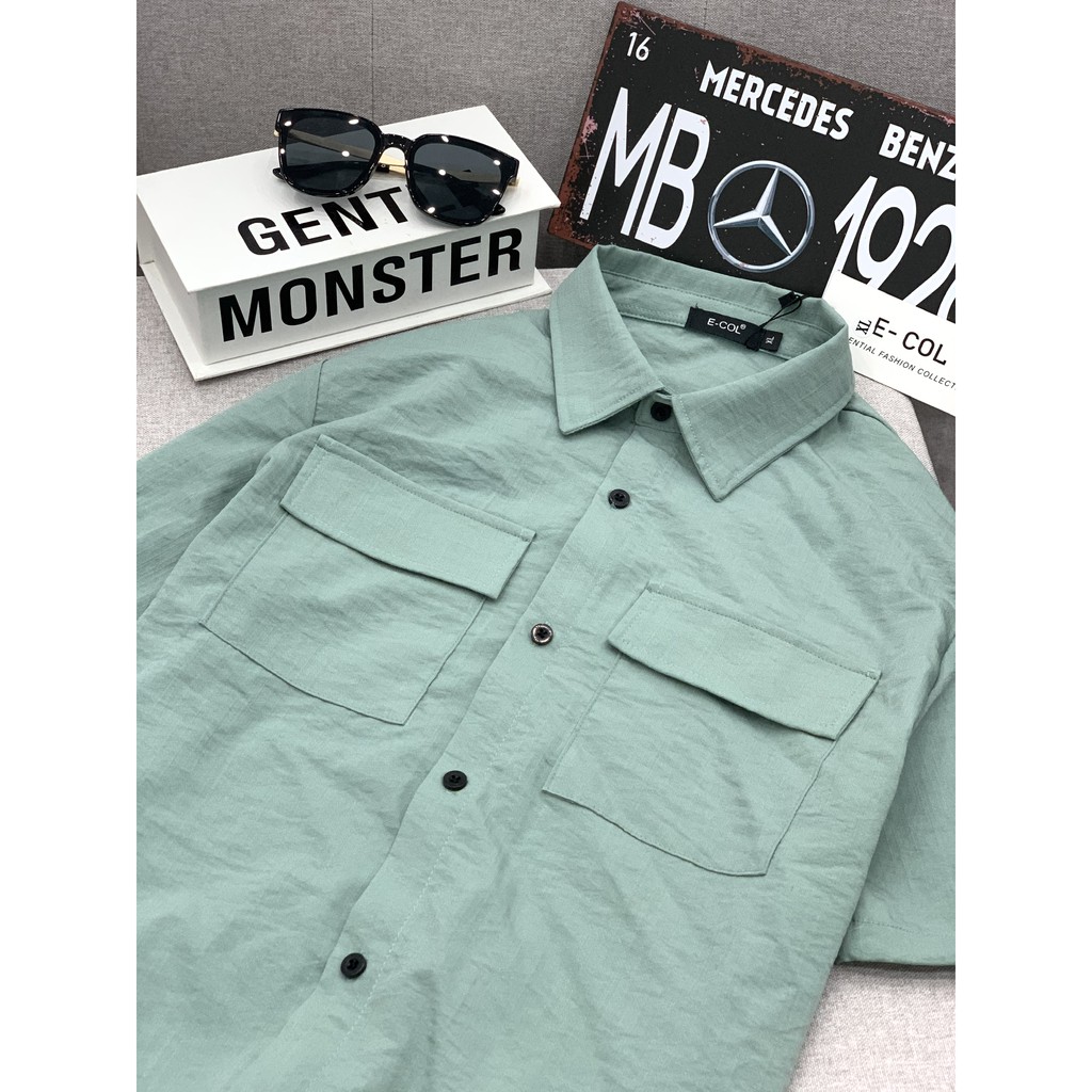 Áo sơ mi nam áo sơ mi đũi cổ bẻ túi hộp E-COL(45-83kg) Phom chuẩn Vải Mát | BigBuy360 - bigbuy360.vn