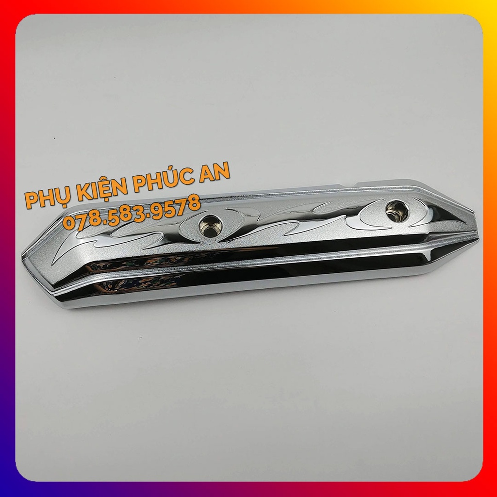 Ốp che ống pô xe Airblade AB đầu bò to - pát bô cách nhiệt ống xả năm 2011 2012 air blade đen nhám xi inox crom