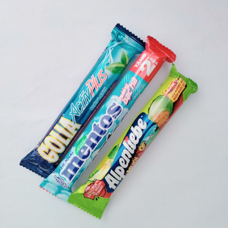 Combo 10 cây kẹo Alpenliebe Golia Mentos mix màu ngẫu nhiên nhiều hương vị