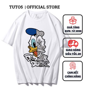 Áo thun nam ngắn tay TUTO5 phông tay lỡ unisex in hình regular shirt Donald oversized raglan cotton trắng/đen