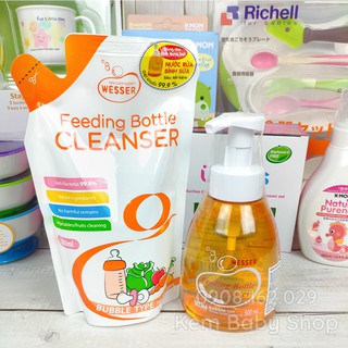 Nước Rửa Bình Sữa Wesser Chai/Gói 500ml - nước rửa trái cây rau quả Hàn Quốc